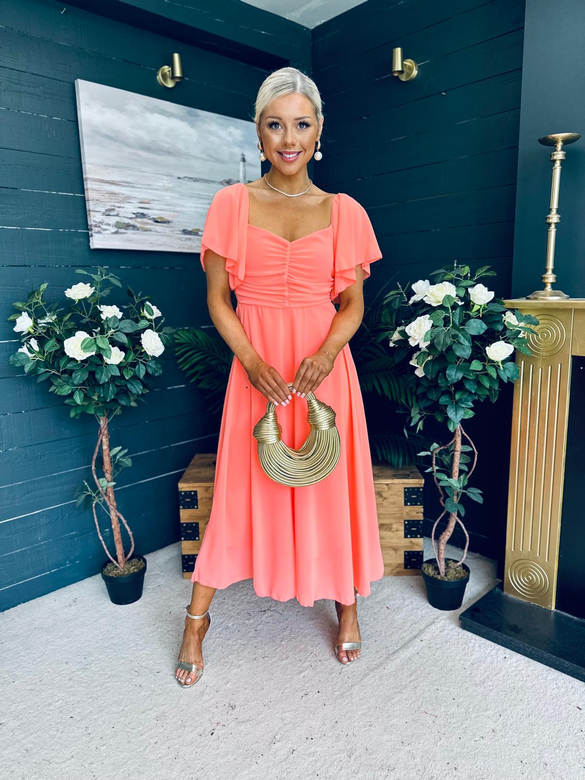 Orla Detailed Midi Dress Peach