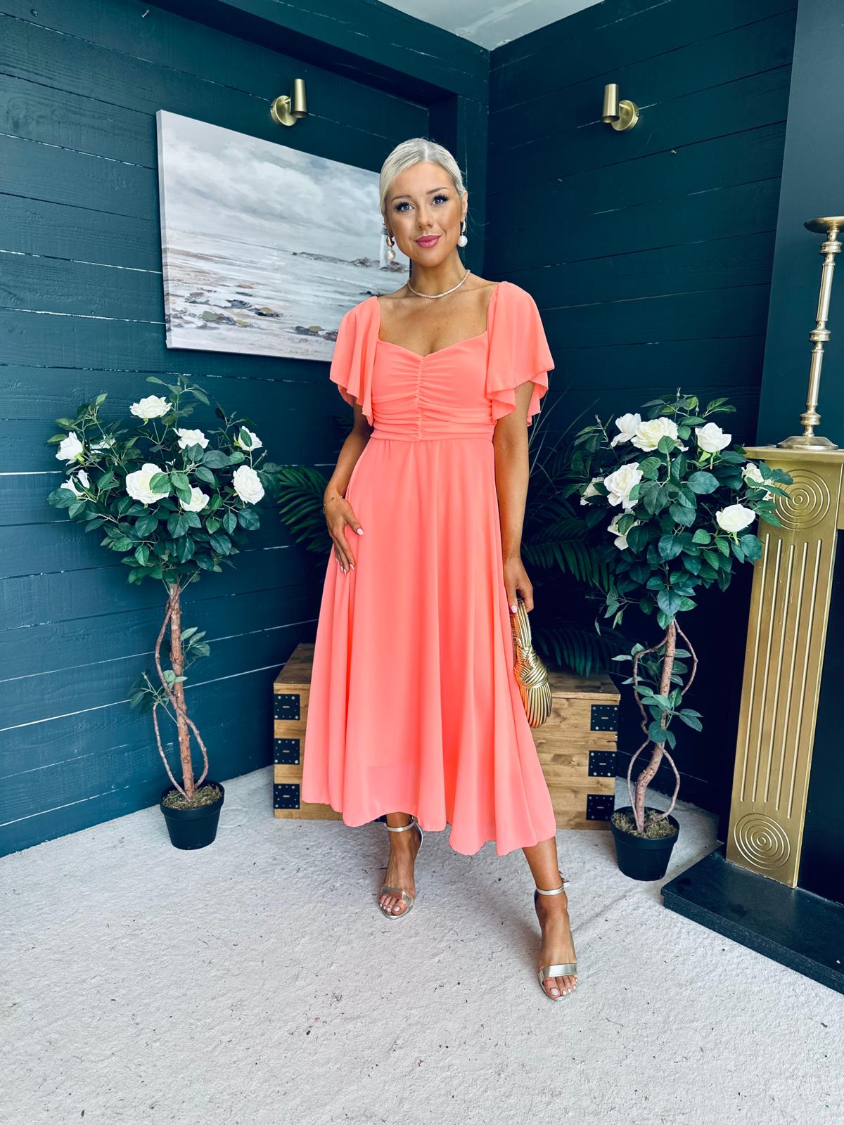 Orla Detailed Midi Dress Peach