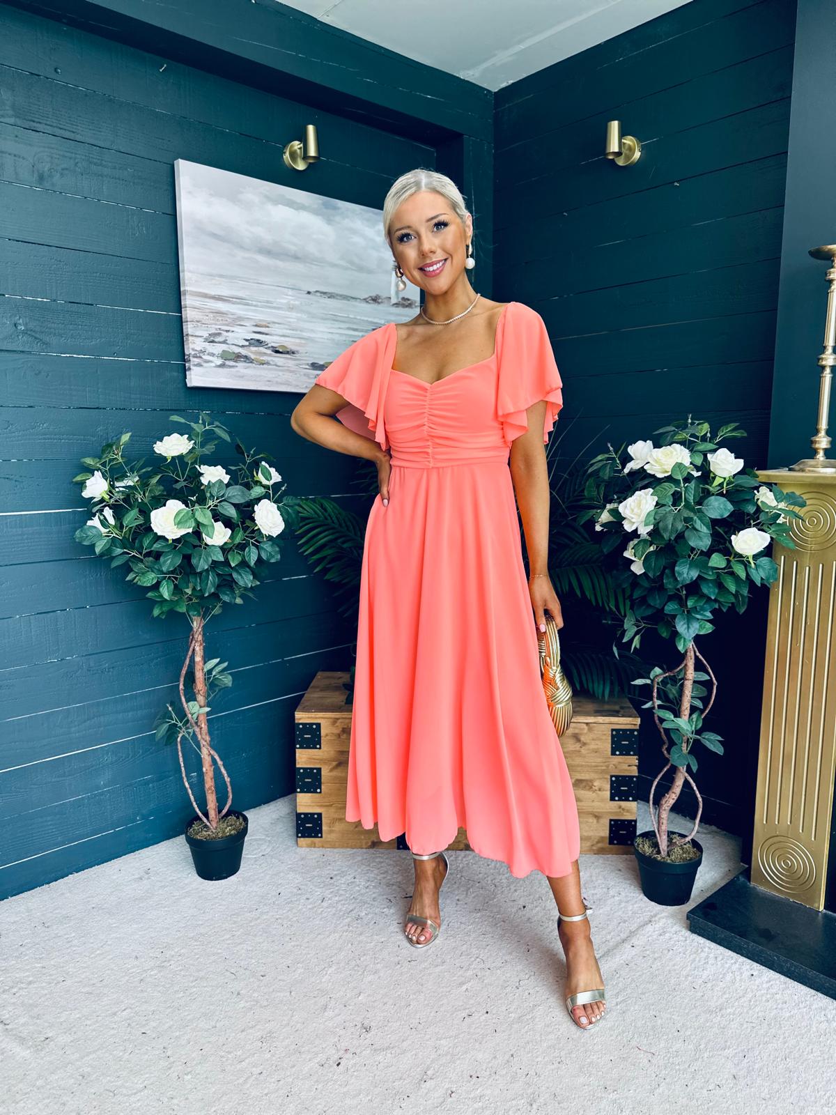 Orla Detailed Midi Dress Peach