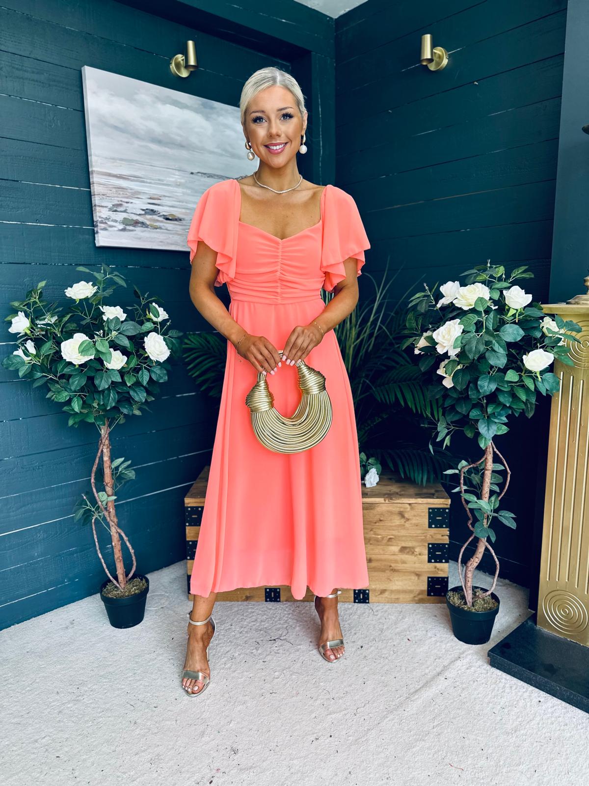 Orla Detailed Midi Dress Peach