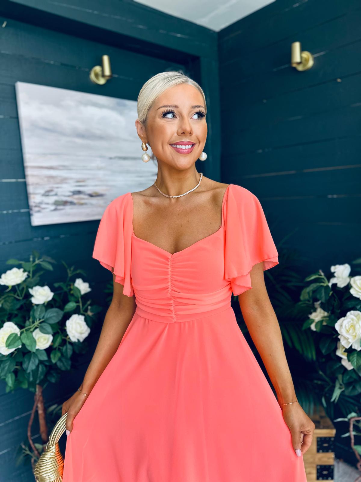 Orla Detailed Midi Dress Peach