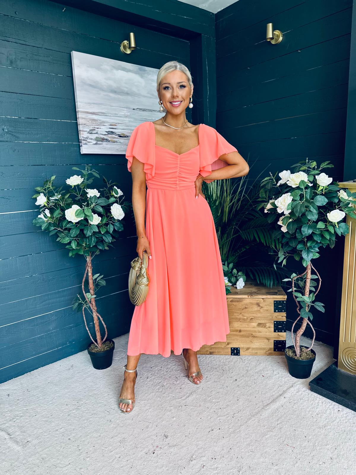 Orla Detailed Midi Dress Peach