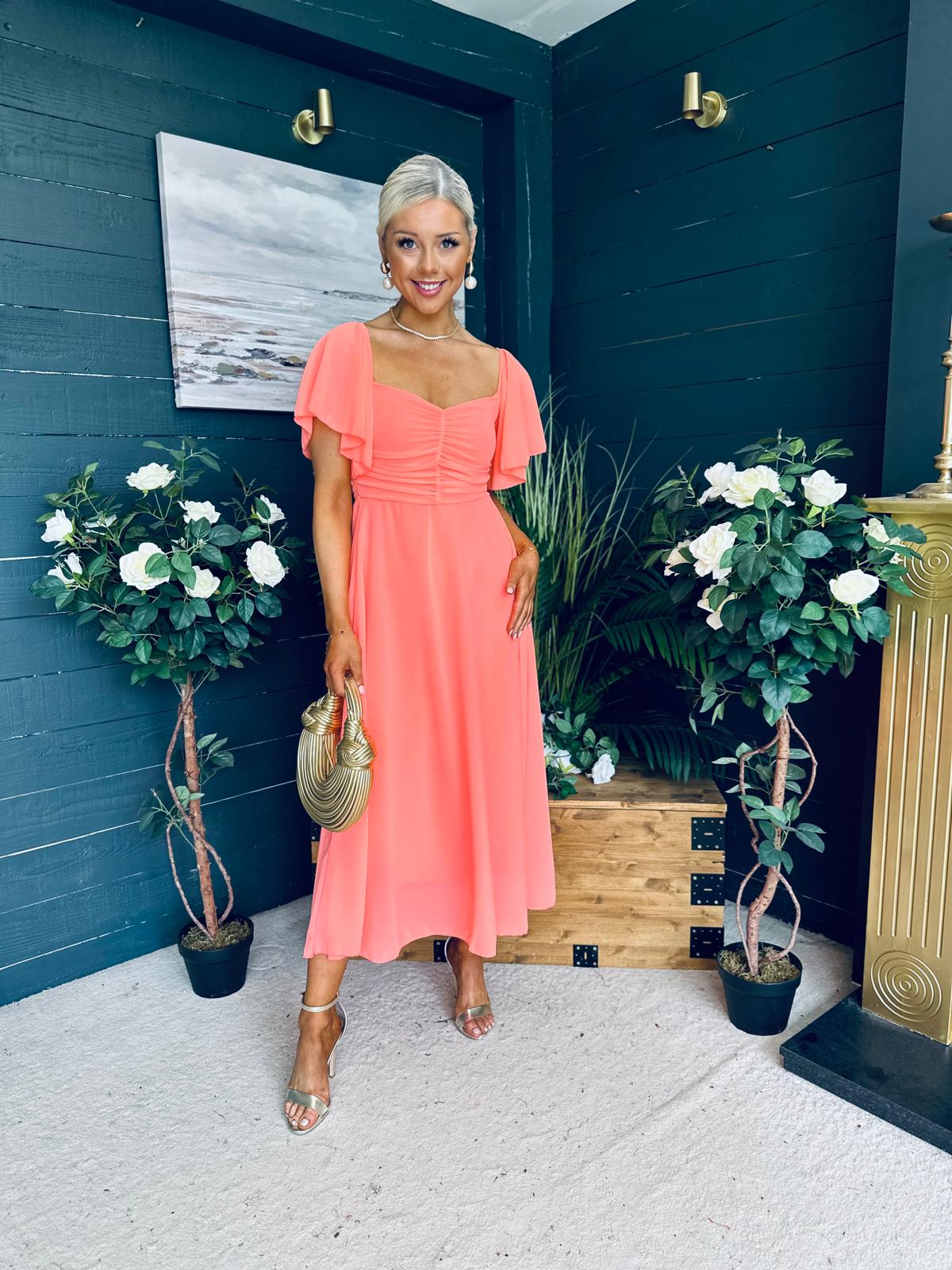 Orla Detailed Midi Dress Peach