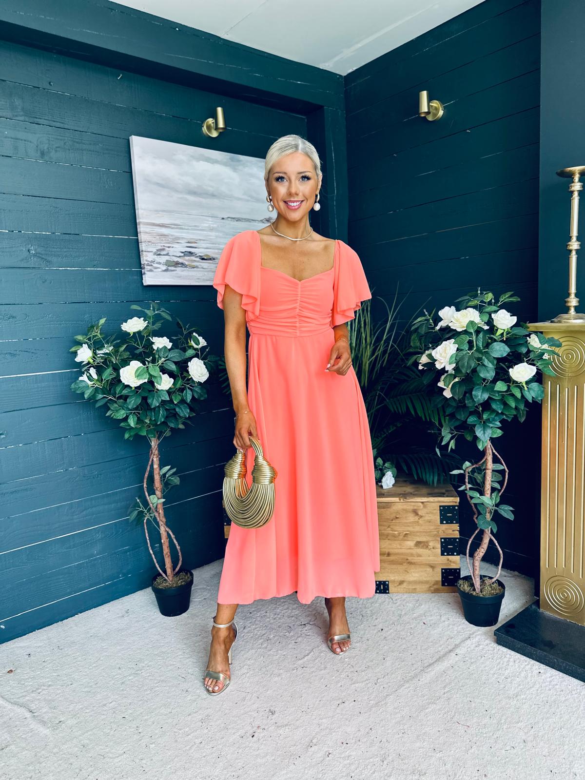 Orla Detailed Midi Dress Peach