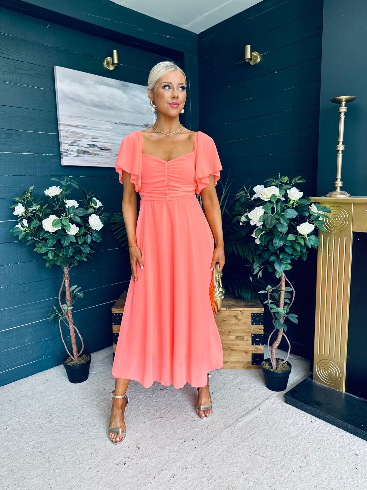 Orla Detailed Midi Dress Peach