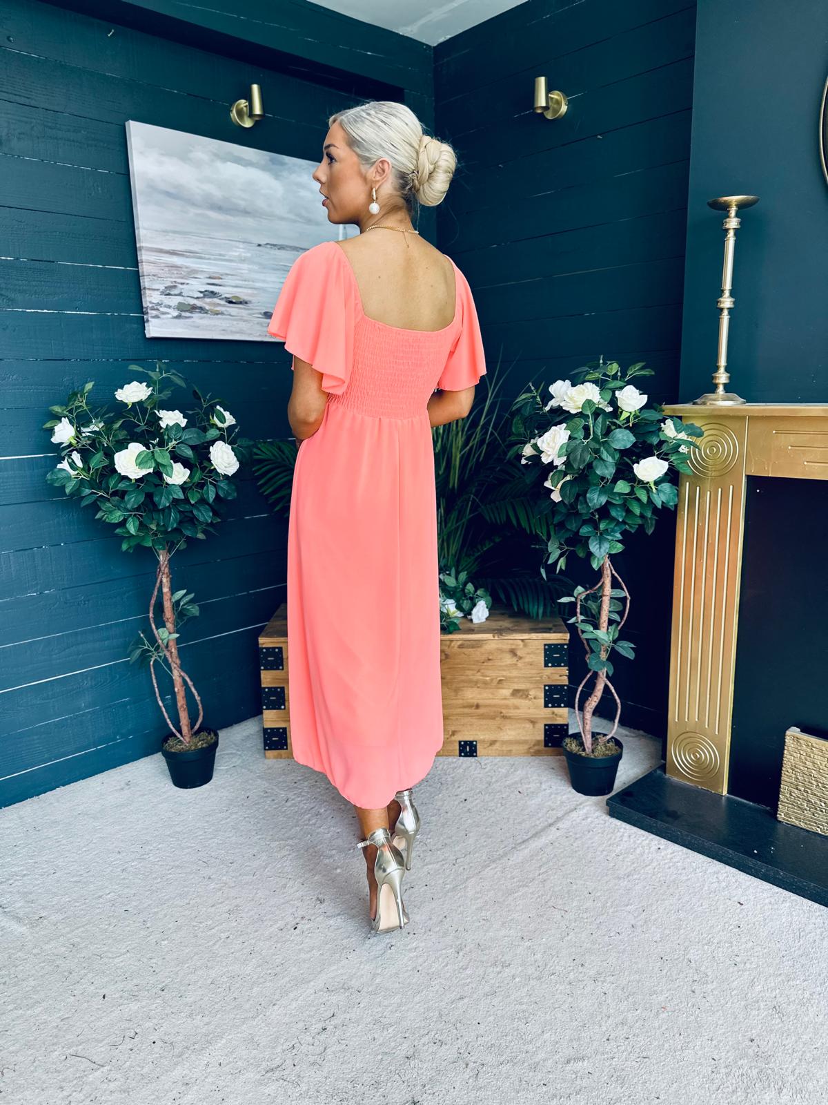 Orla Detailed Midi Dress Peach