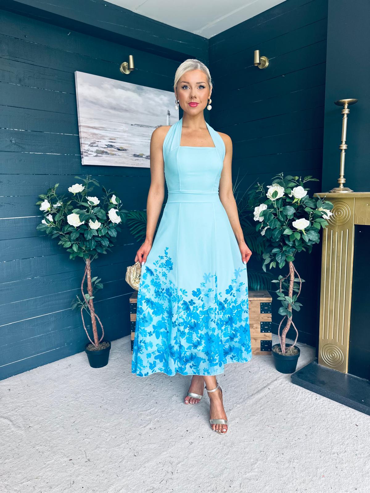 Clodagh Halterneck Midi Dress Floral Pastel
