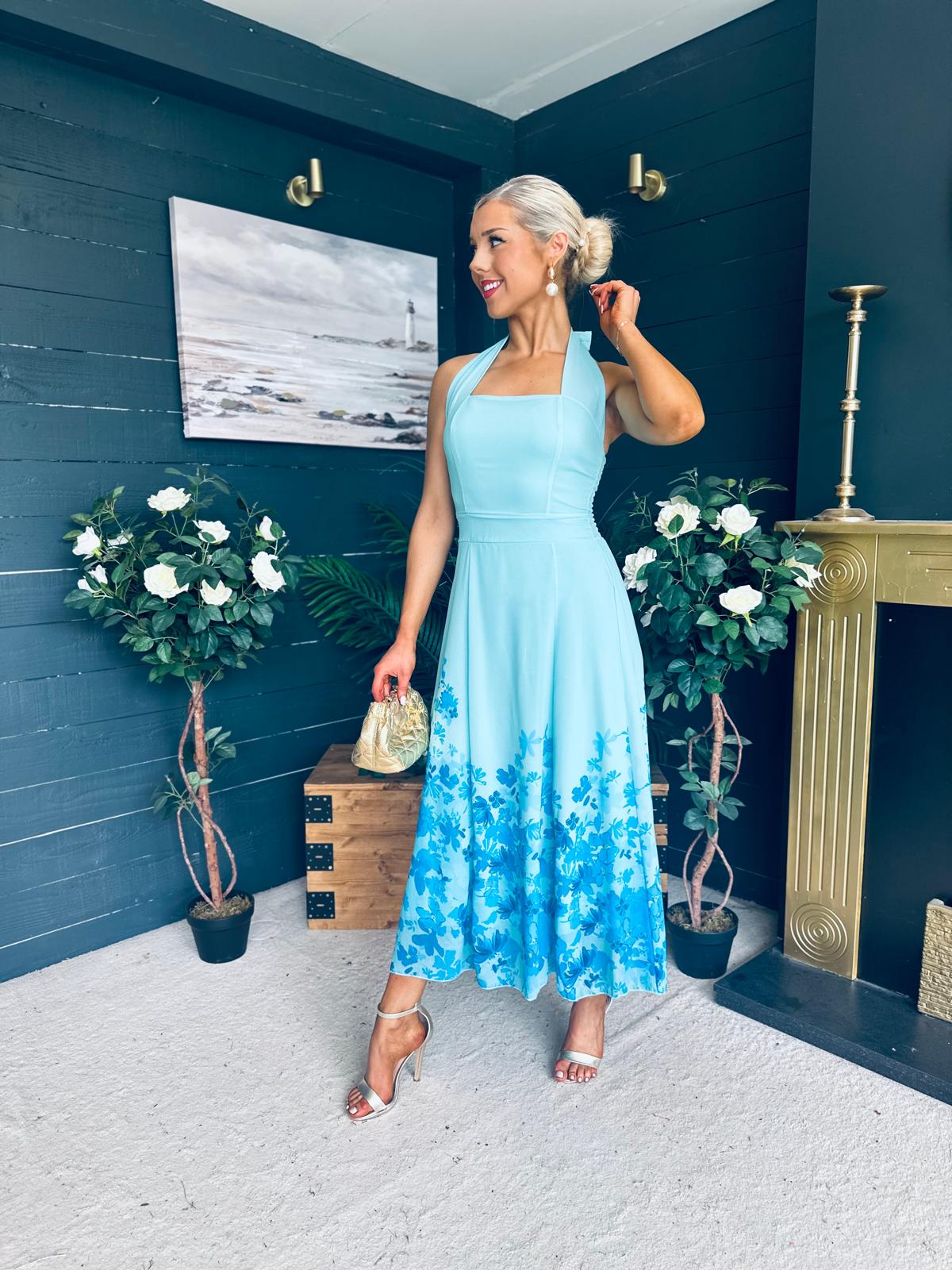 Clodagh Halterneck Midi Dress Floral Pastel