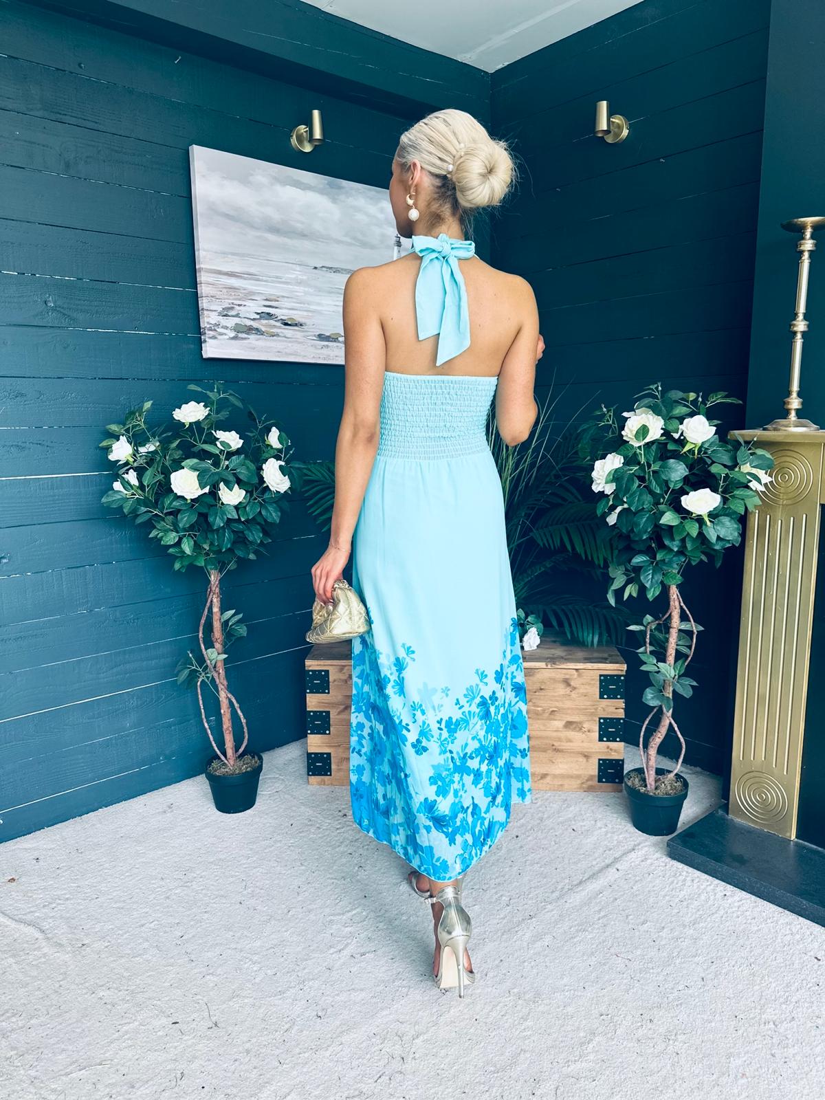 Clodagh Halterneck Midi Dress Floral Pastel