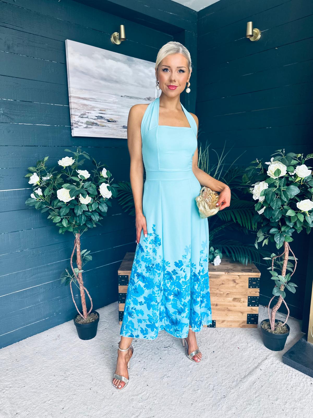 Clodagh Halterneck Midi Dress Floral Pastel