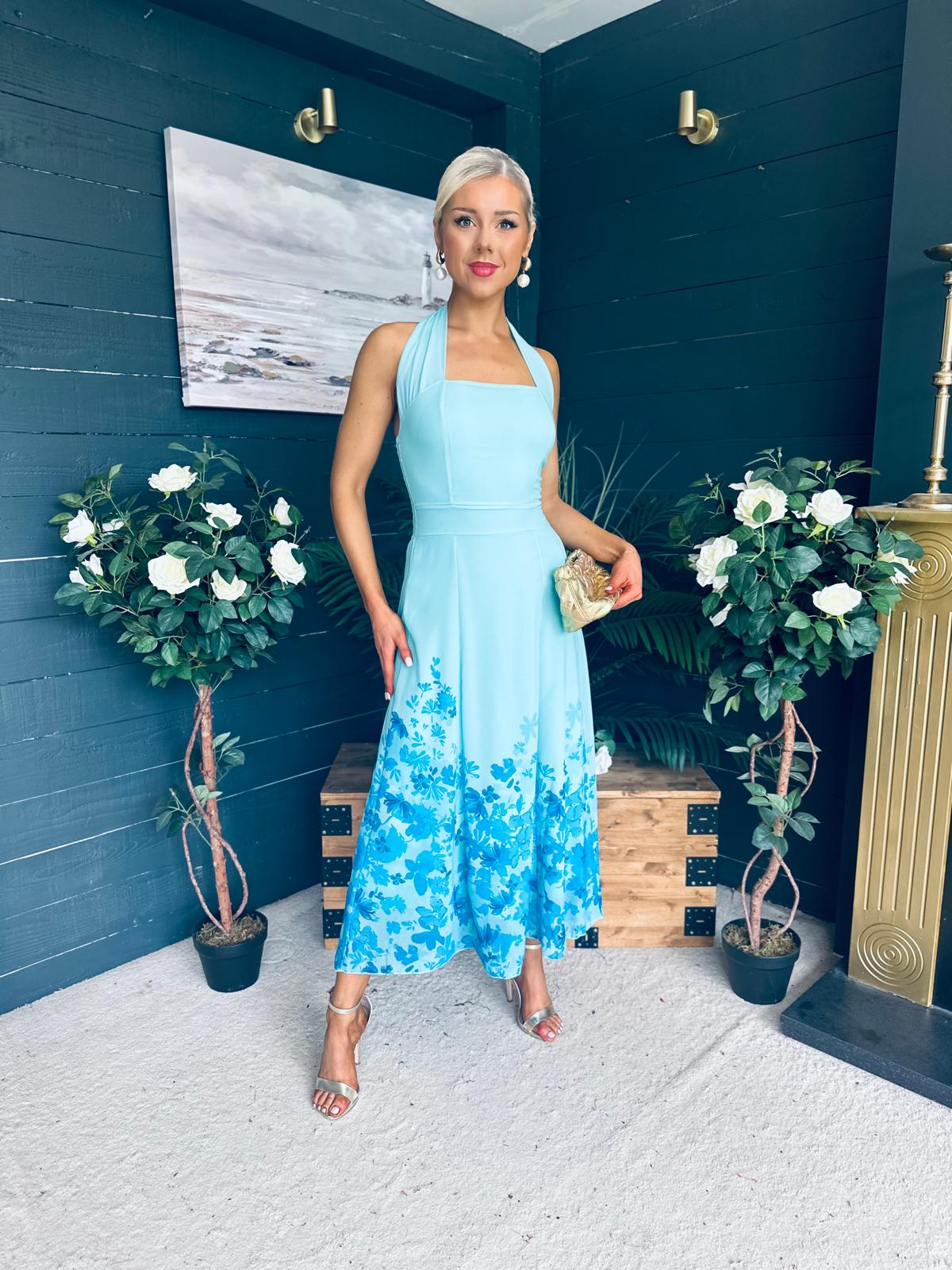 Clodagh Halterneck Midi Dress Floral Pastel