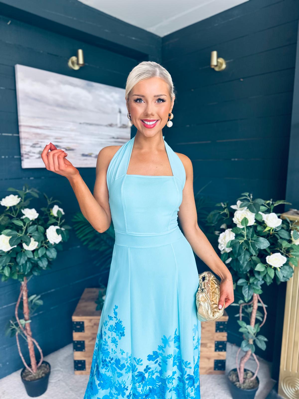 Clodagh Halterneck Midi Dress Floral Pastel