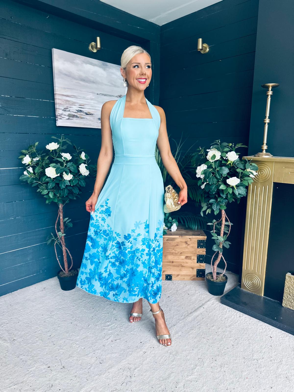 Clodagh Halterneck Midi Dress Floral Pastel