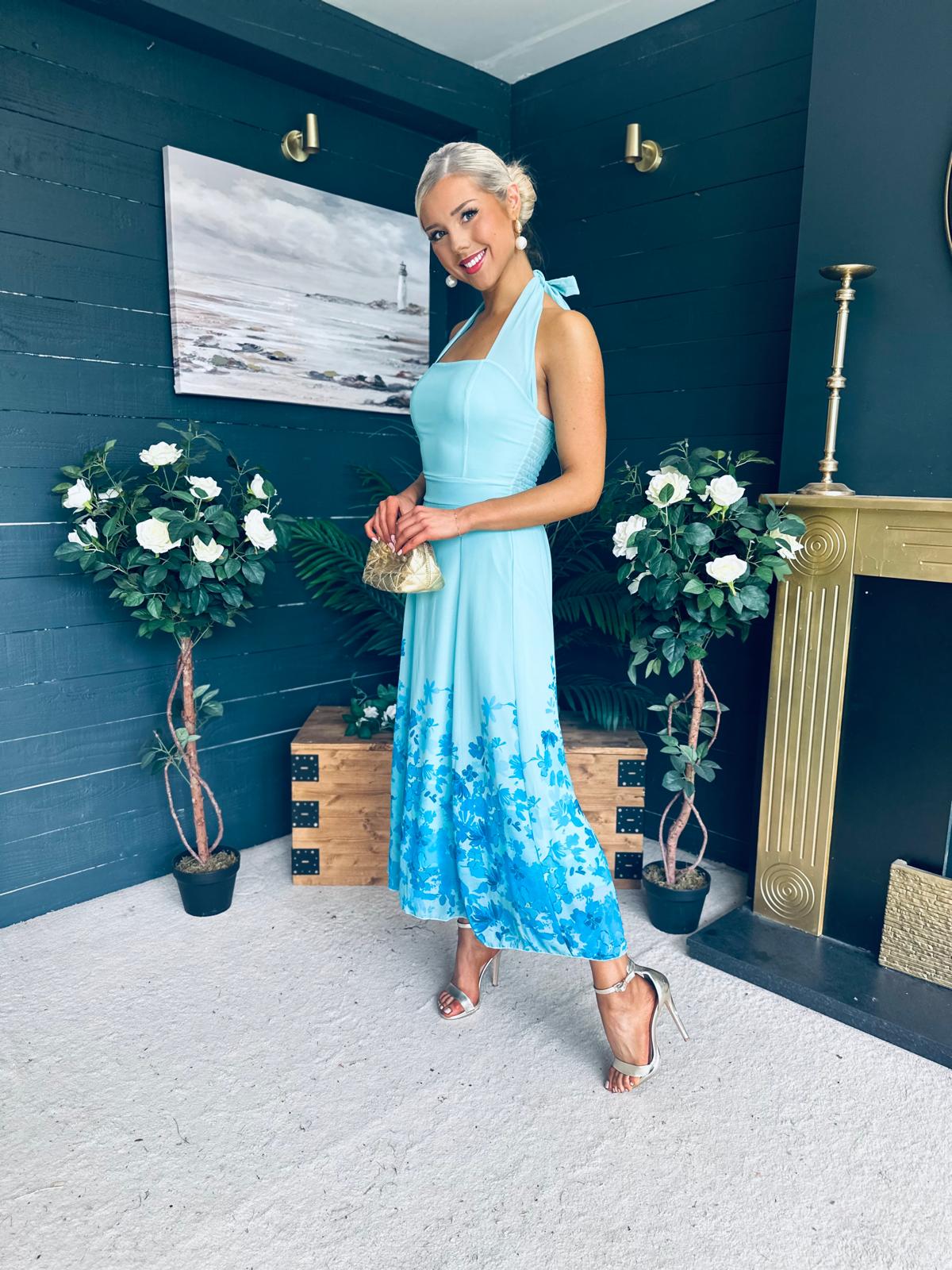 Clodagh Halterneck Midi Dress Floral Pastel