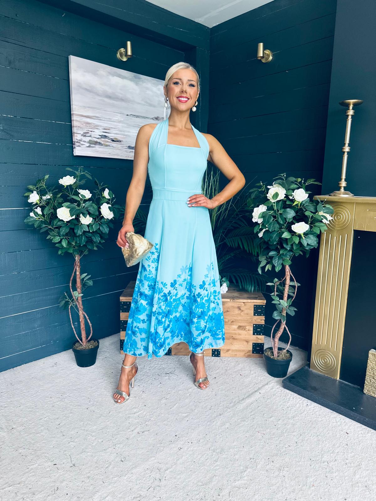Clodagh Halterneck Midi Dress Floral Pastel