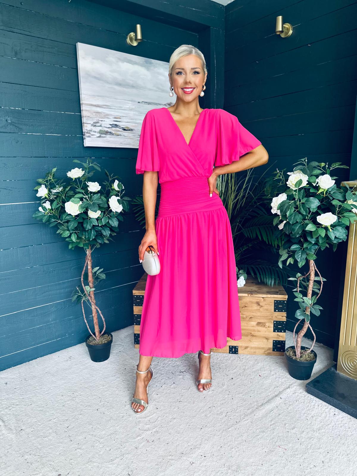 Molly Drop Waist Midi Dress Fuchsia