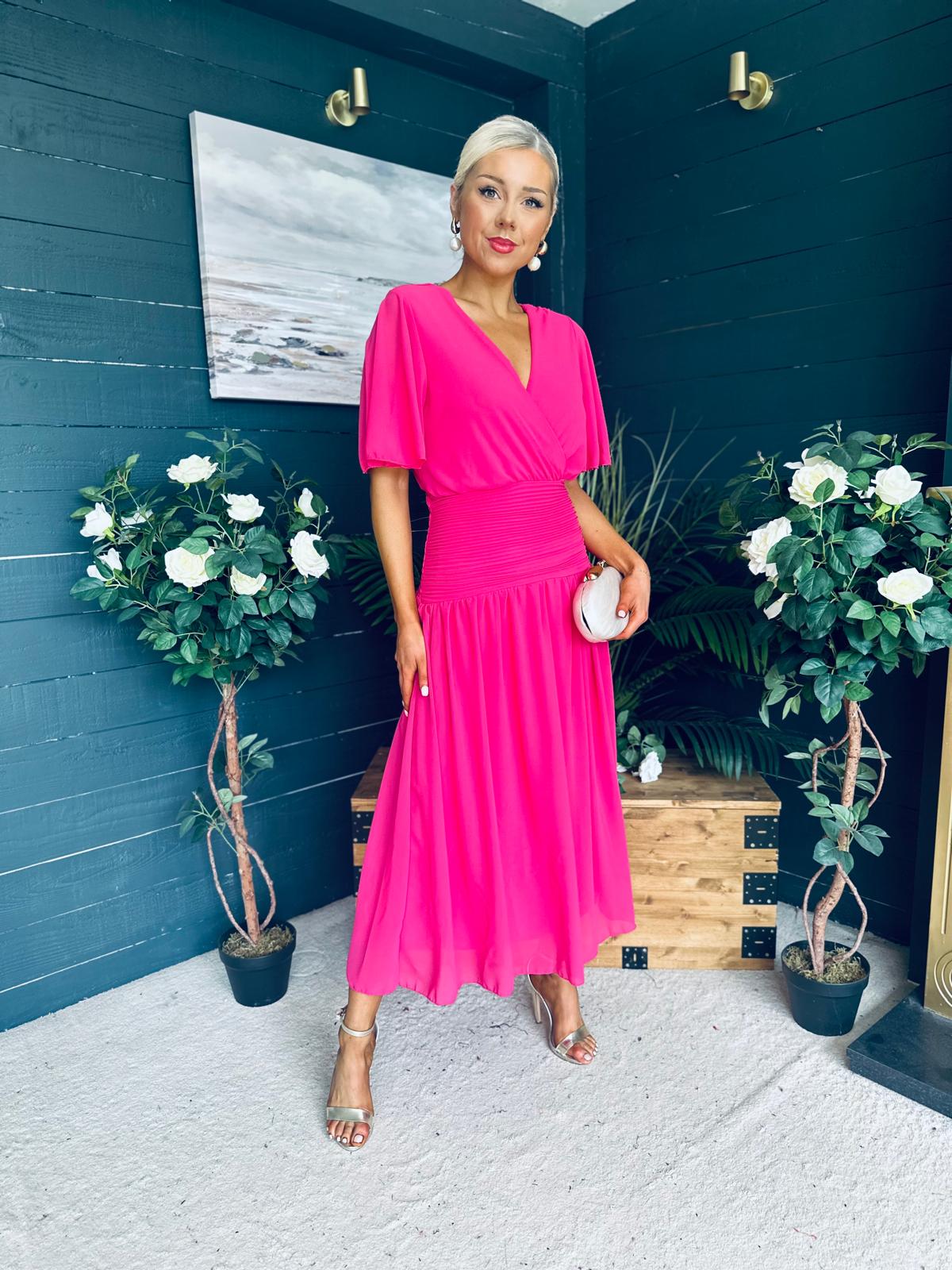 Molly Drop Waist Midi Dress Fuchsia