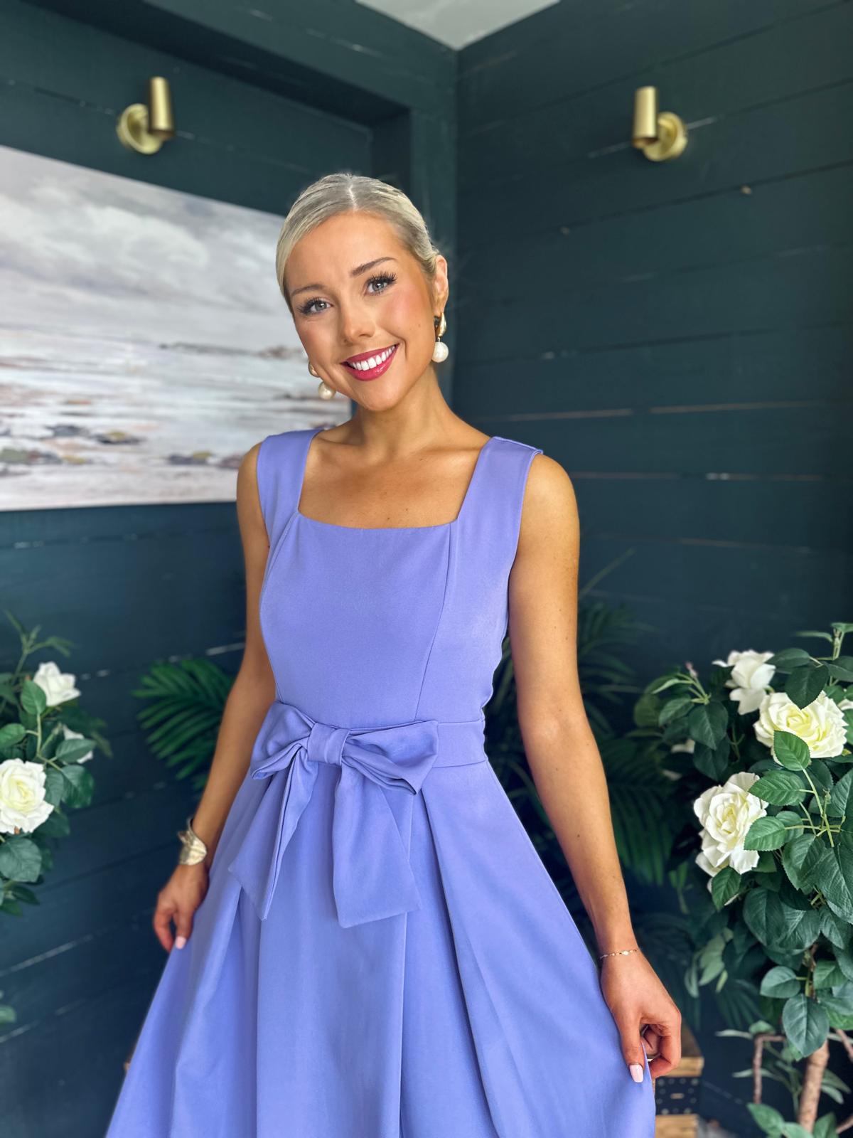 Hillary Bow Detail Occasion Dress Lilac