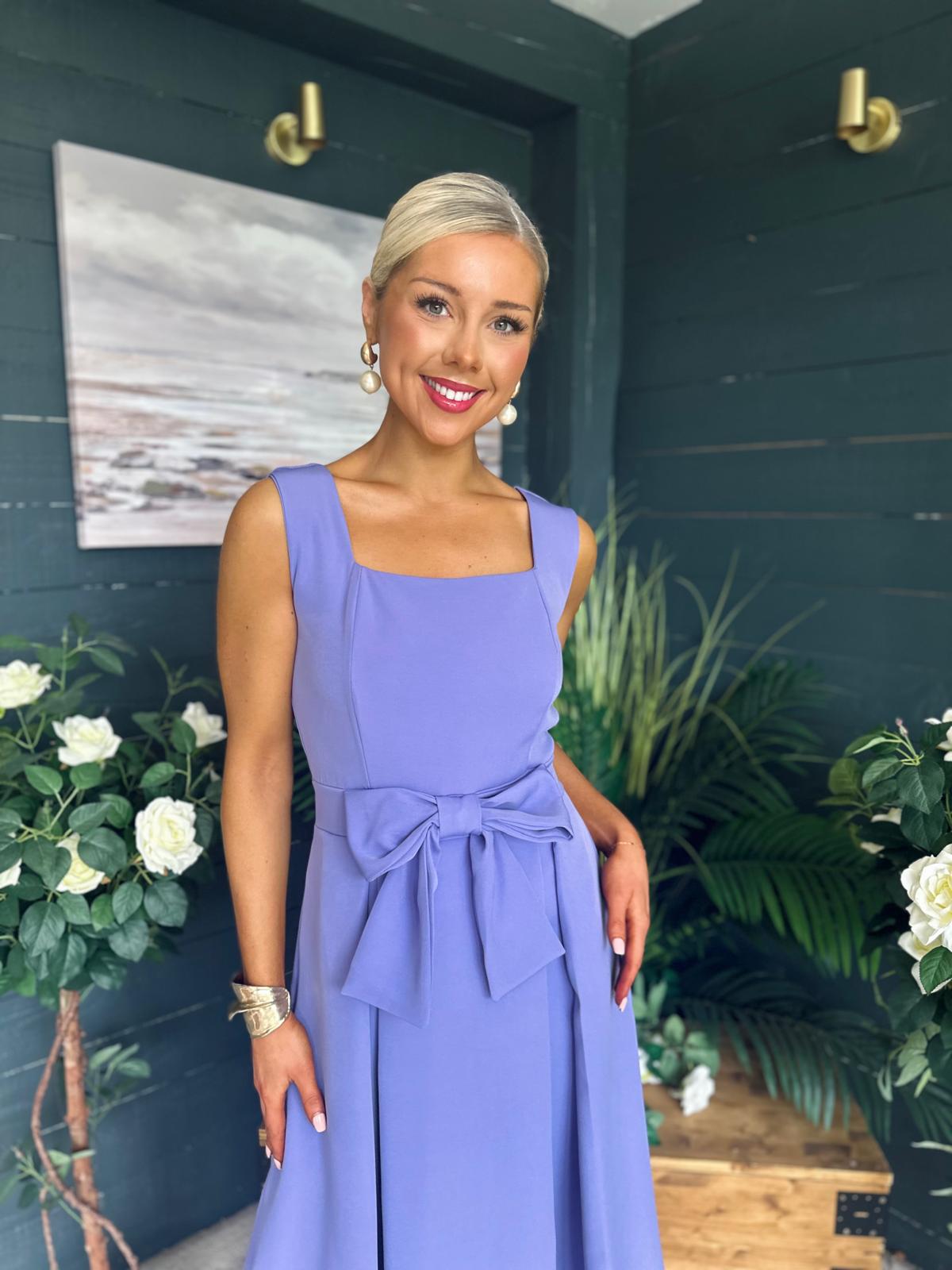 Hillary Bow Detail Occasion Dress Lilac
