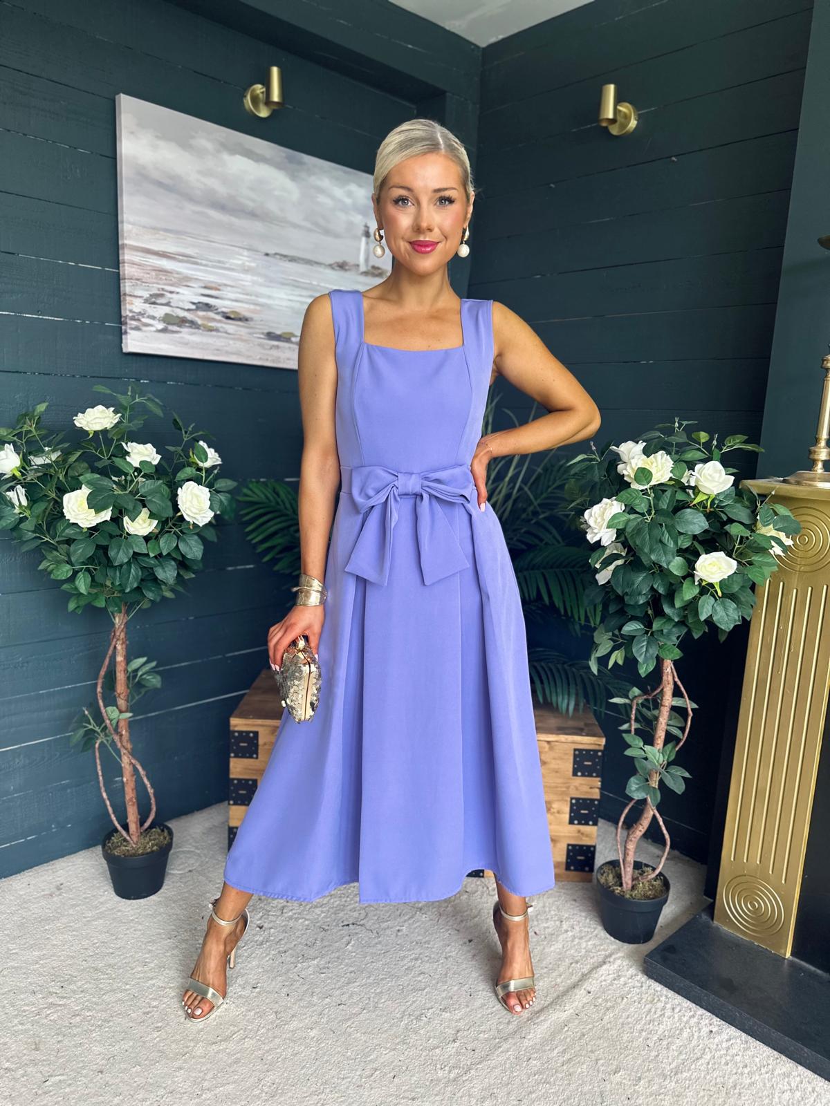 Hillary Bow Detail Occasion Dress Lilac