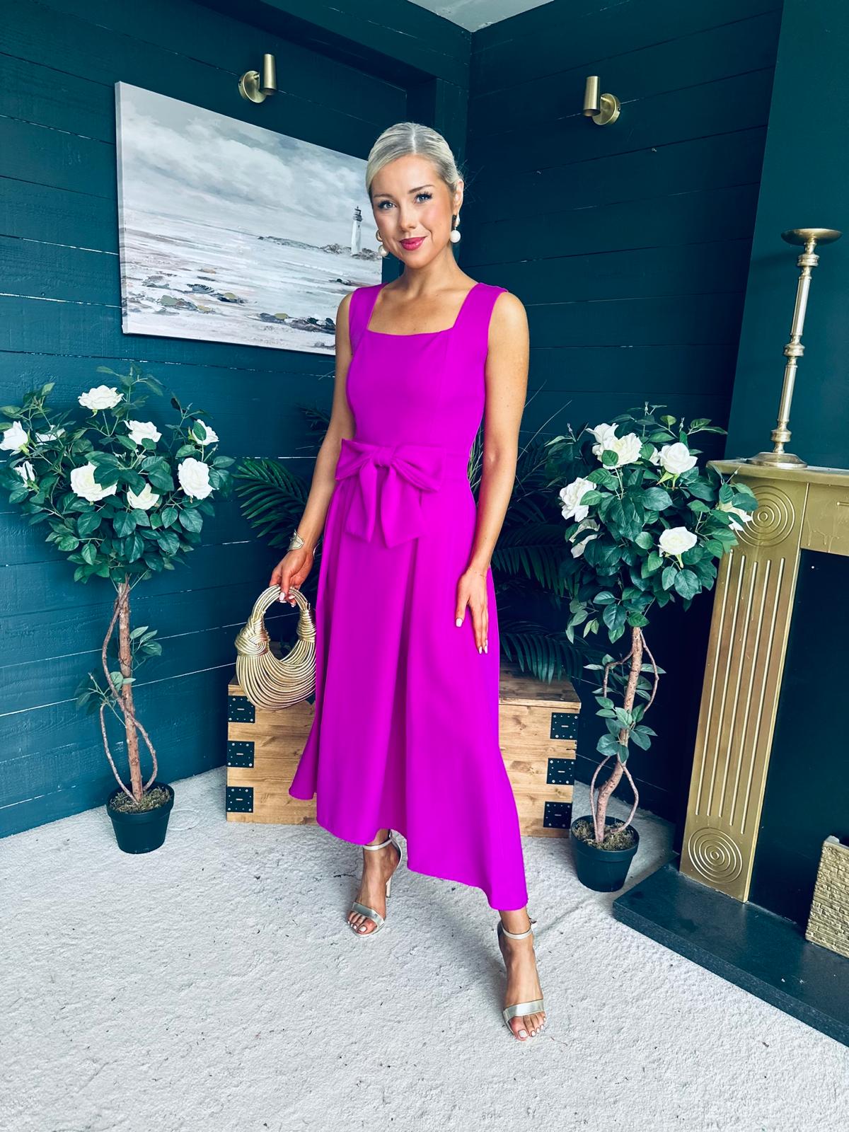 Hillary Bow Detail Occasion Dress Orchid