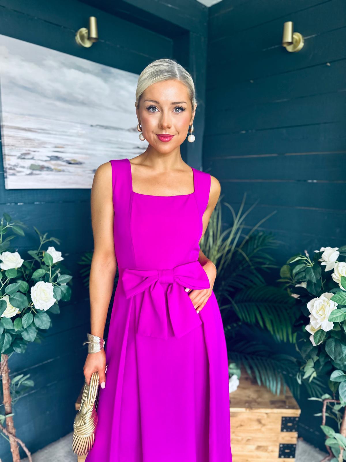 Hillary Bow Detail Occasion Dress Orchid