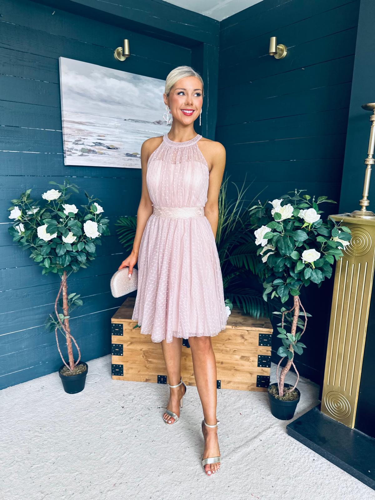 Vera Occasion Tulle Mini Dress Blush