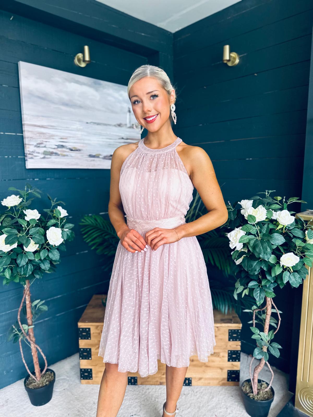 Vera Occasion Tulle Mini Dress Blush