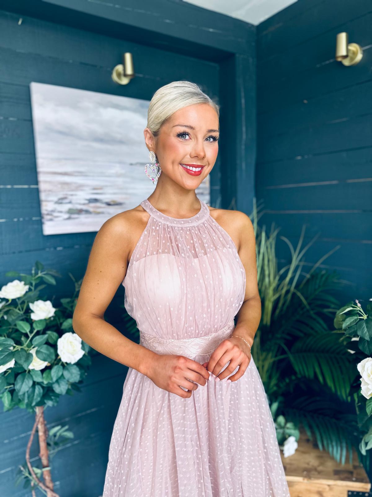 Vera Occasion Tulle Mini Dress Blush