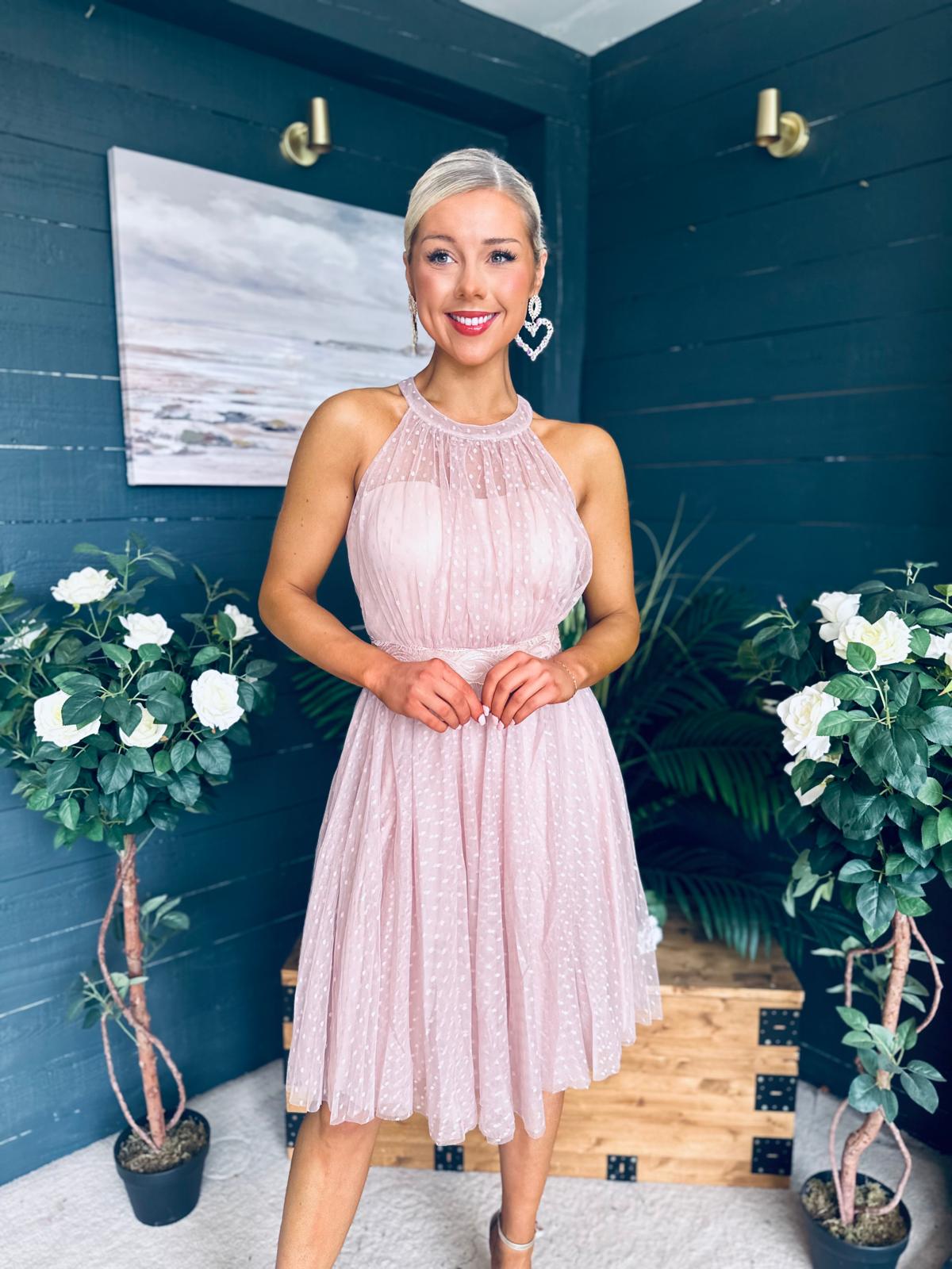 Vera Occasion Tulle Mini Dress Blush