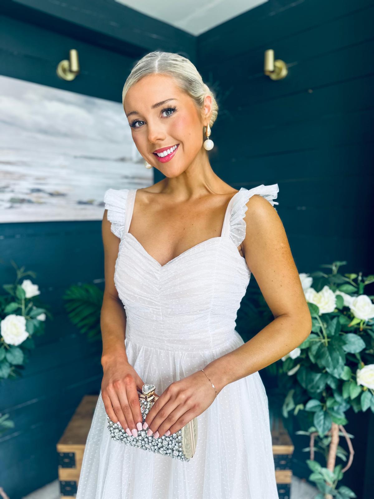 Jessie Occasion Tulle Midi Dress White