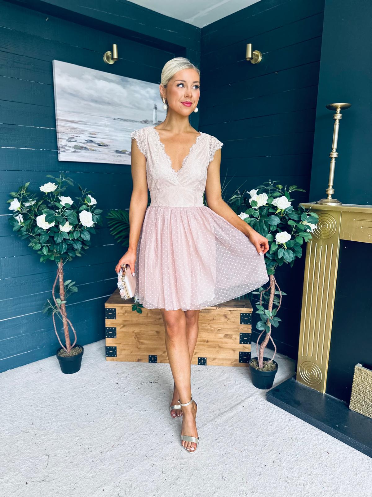 Susanna Occasion Tulle Mini Dress Blush
