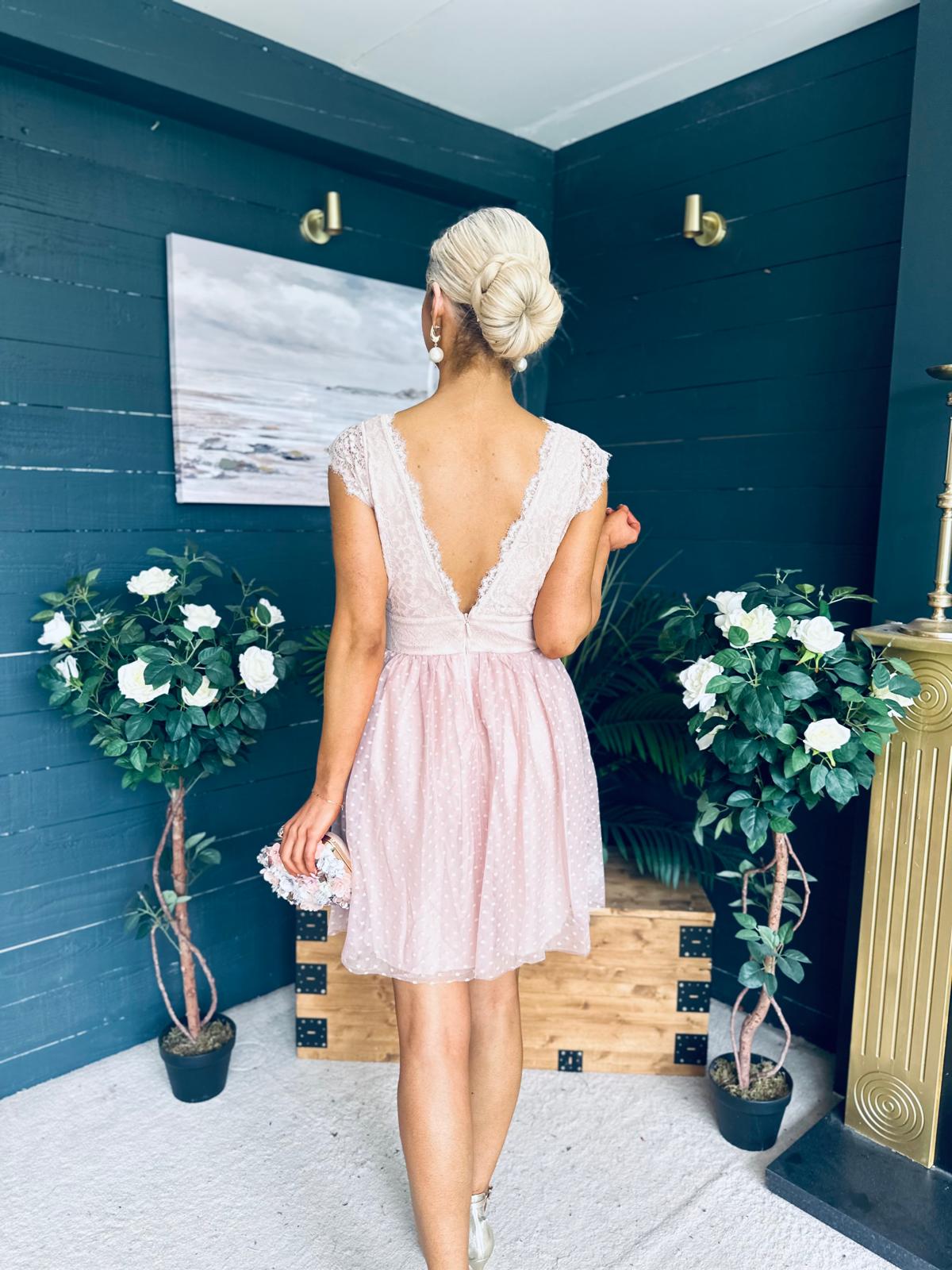 Susanna Occasion Tulle Mini Dress Blush