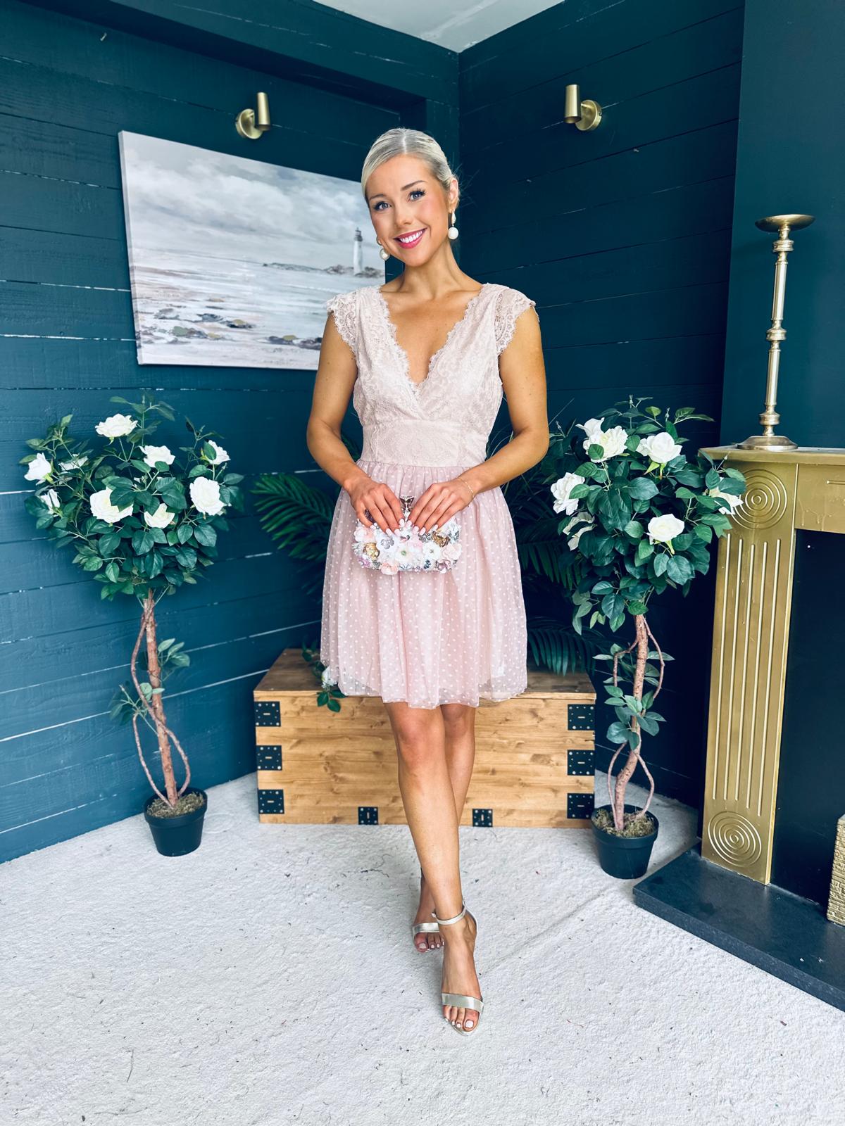Susanna Occasion Tulle Mini Dress Blush