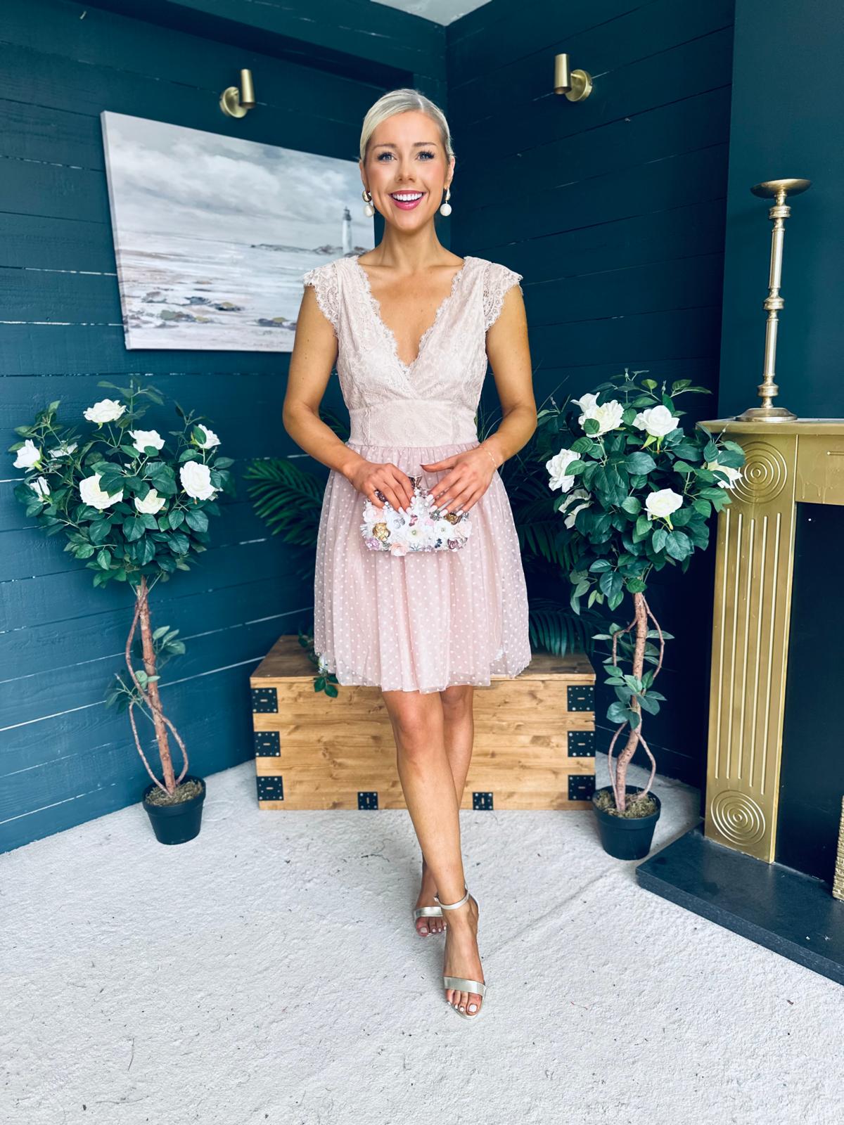 Susanna Occasion Tulle Mini Dress Blush