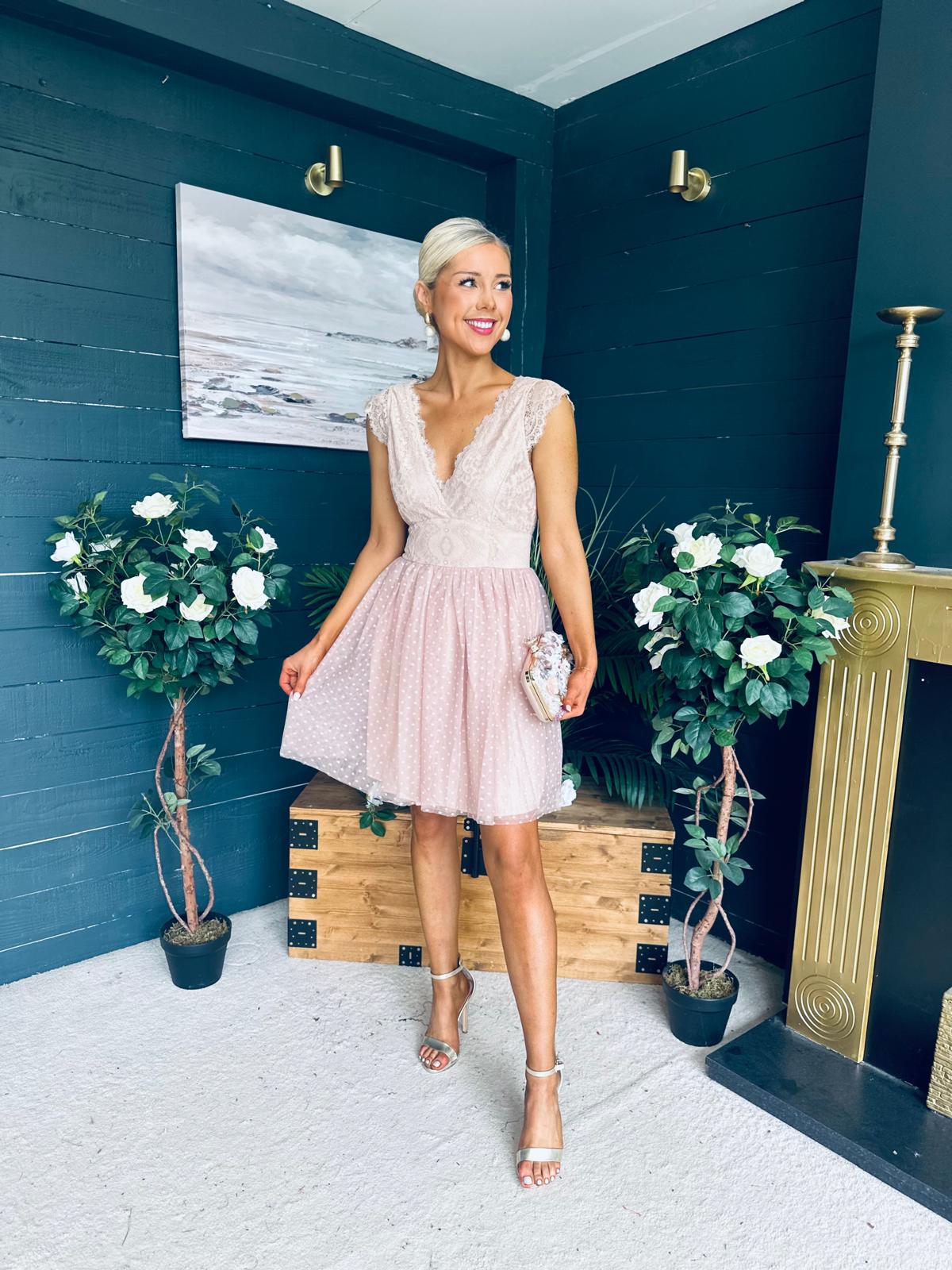Susanna Occasion Tulle Mini Dress Blush