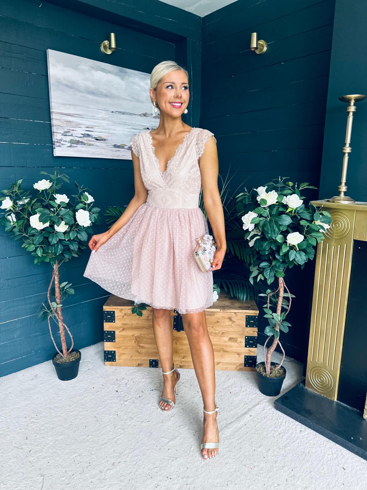 Susanna Occasion Tulle Mini Dress Blush