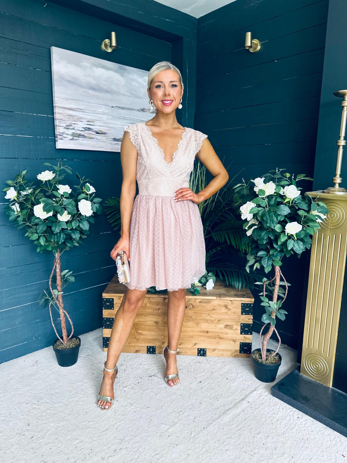 Susanna Occasion Tulle Mini Dress Blush
