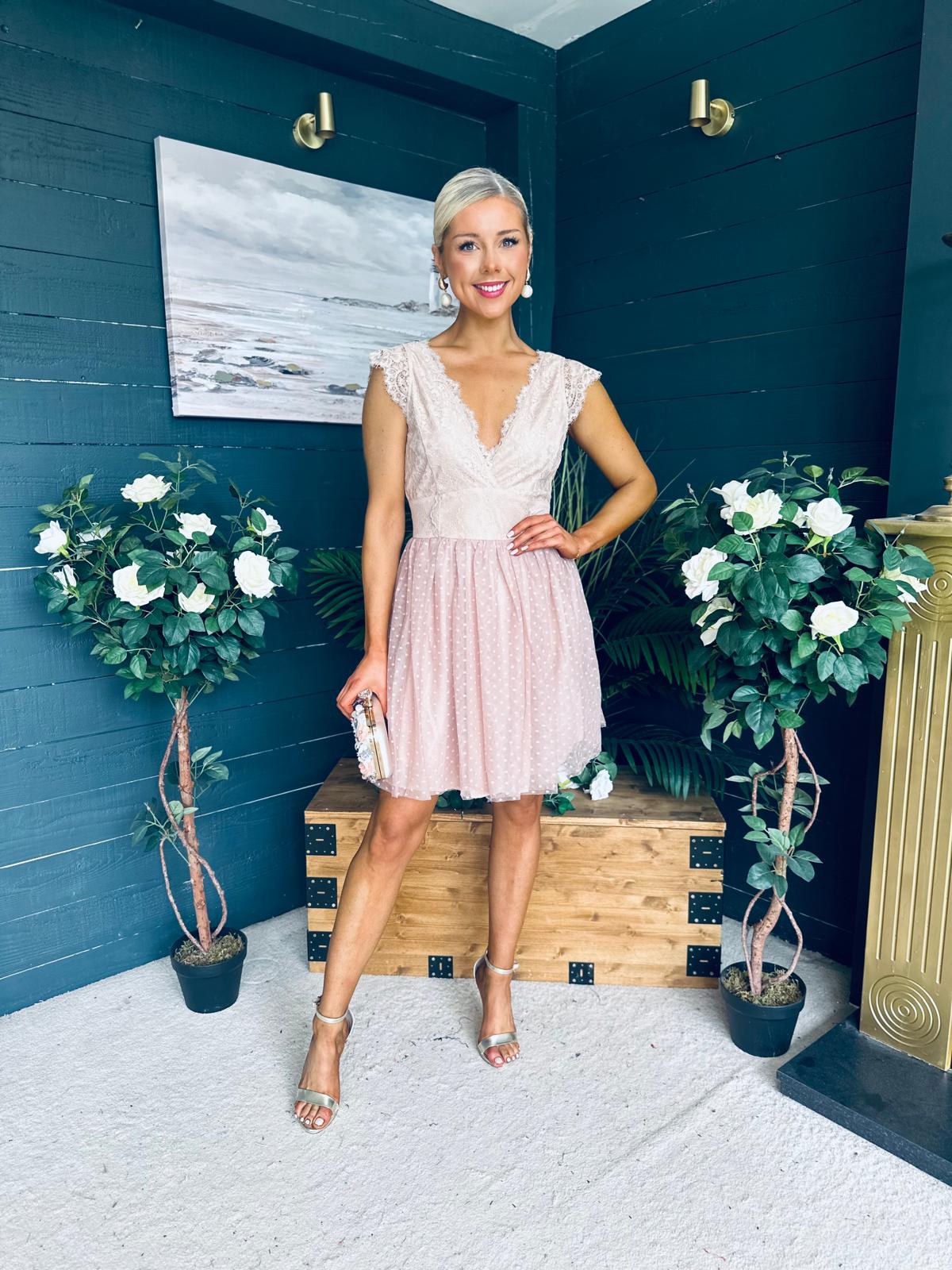 Susanna Occasion Tulle Mini Dress Blush