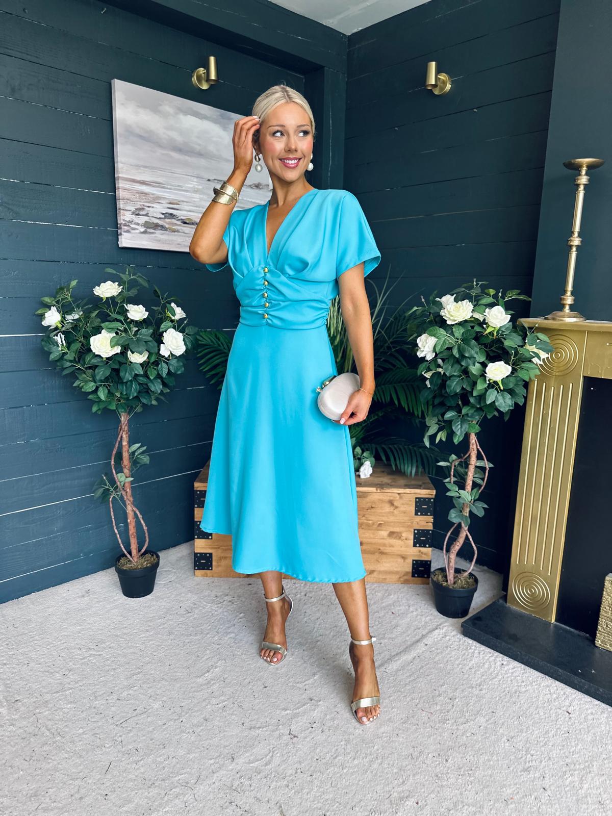 Karina Ruched Detail Midi Dress Pastel