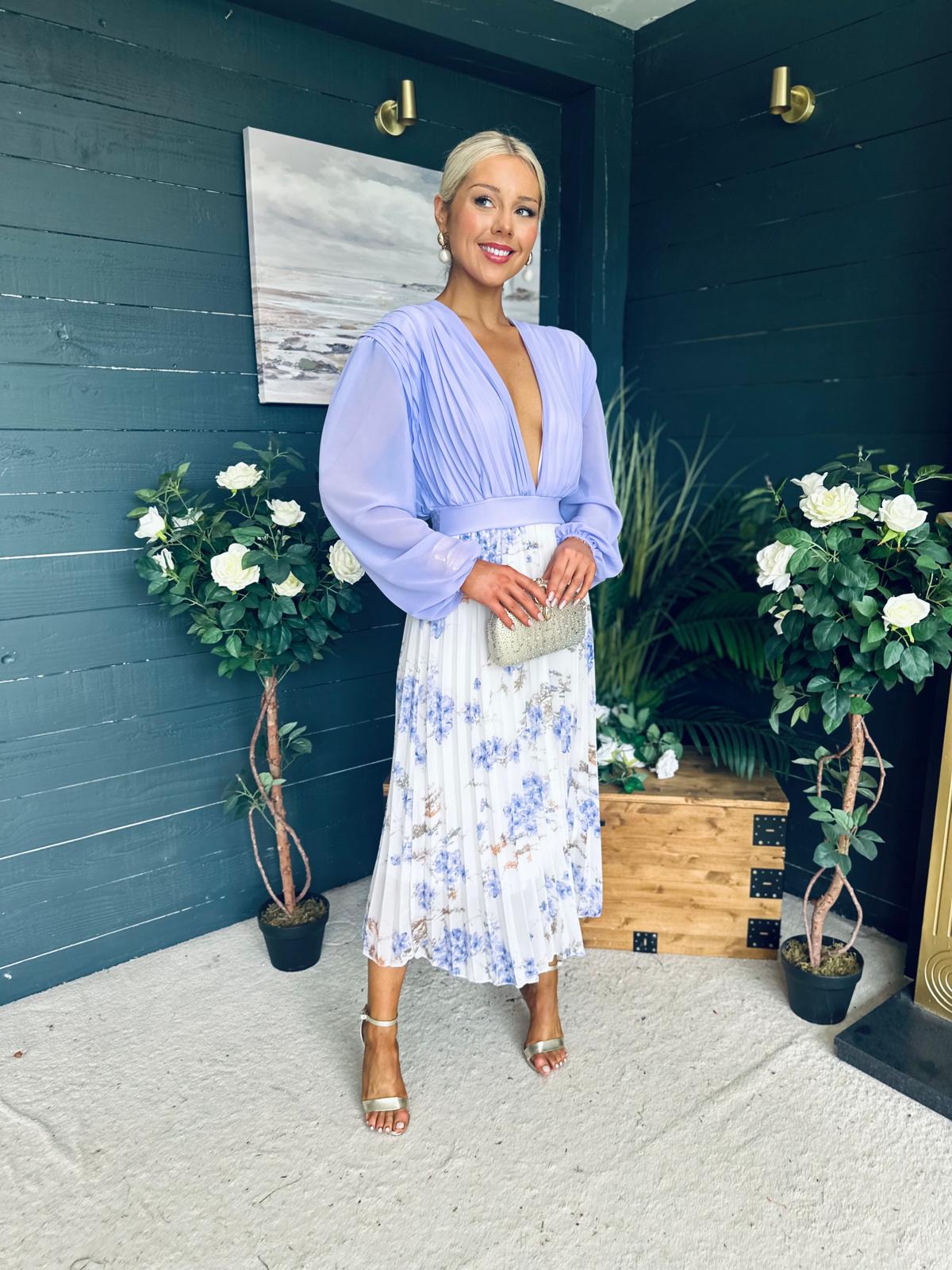Terrie Plunge Neck Midi Dress Lilac