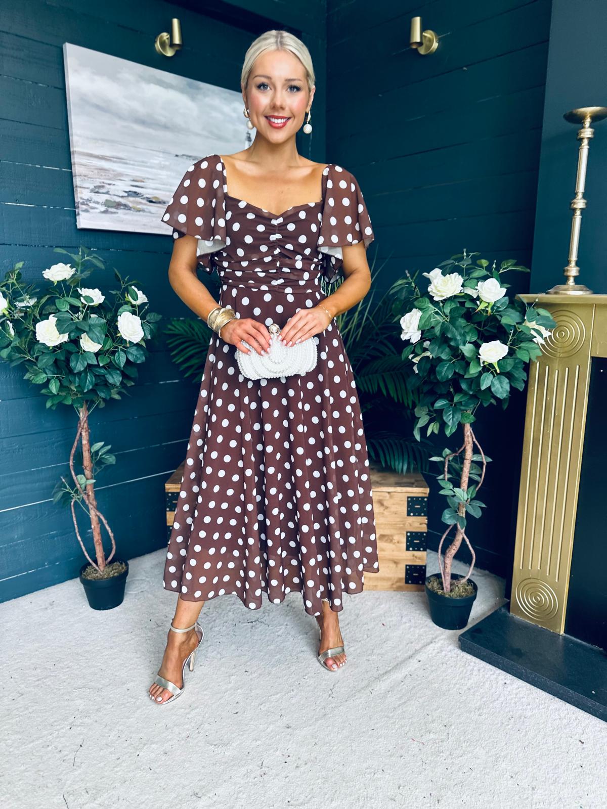 Aoibhe Detailed Midi Dress Coco Polka M