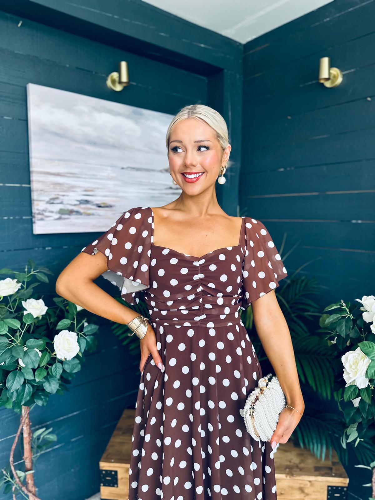 Aoibhe Detailed Midi Dress Coco Polka M