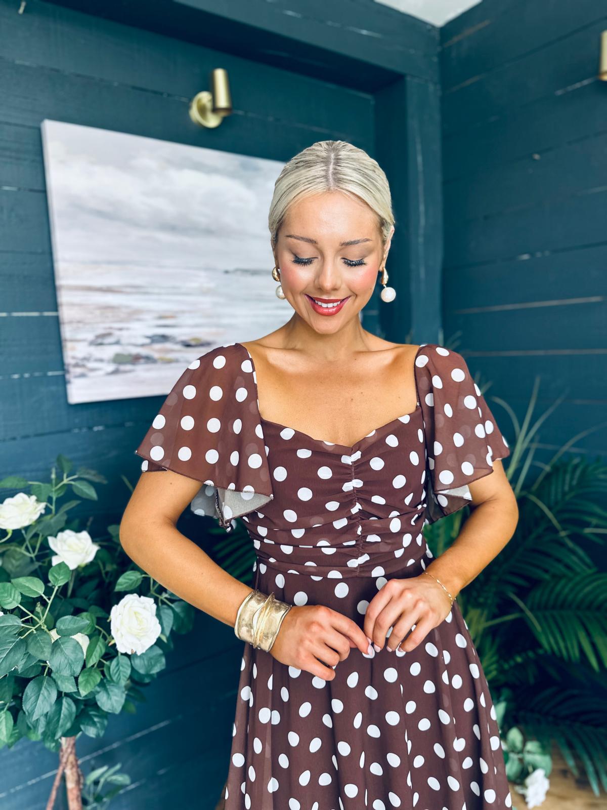 Aoibhe Detailed Midi Dress Coco Polka M