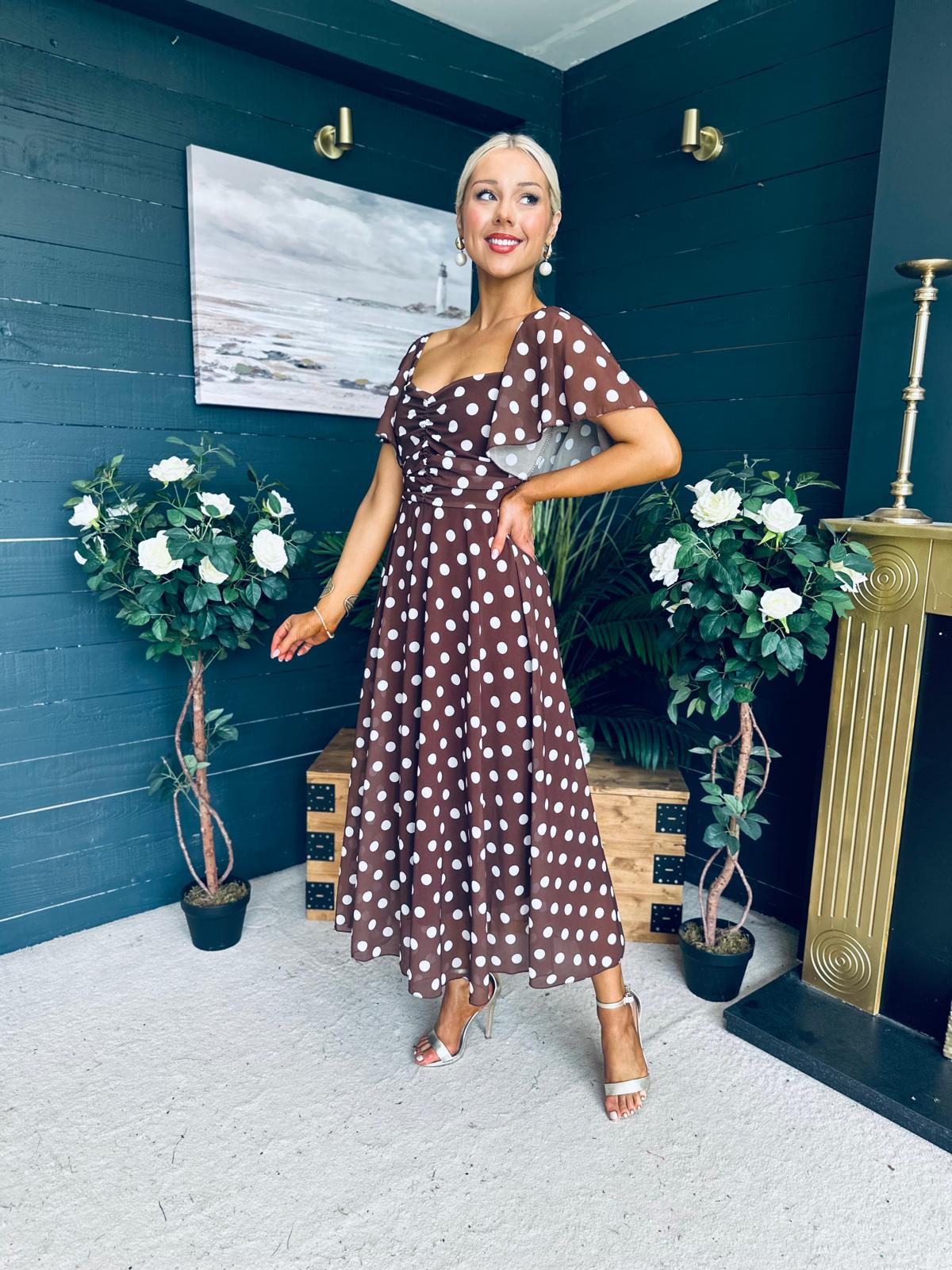 Aoibhe Detailed Midi Dress Coco Polka M