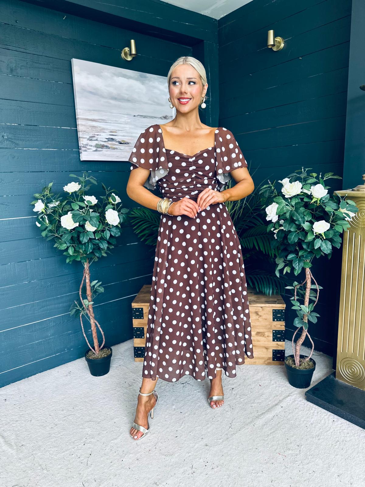 Aoibhe Detailed Midi Dress Coco Polka M
