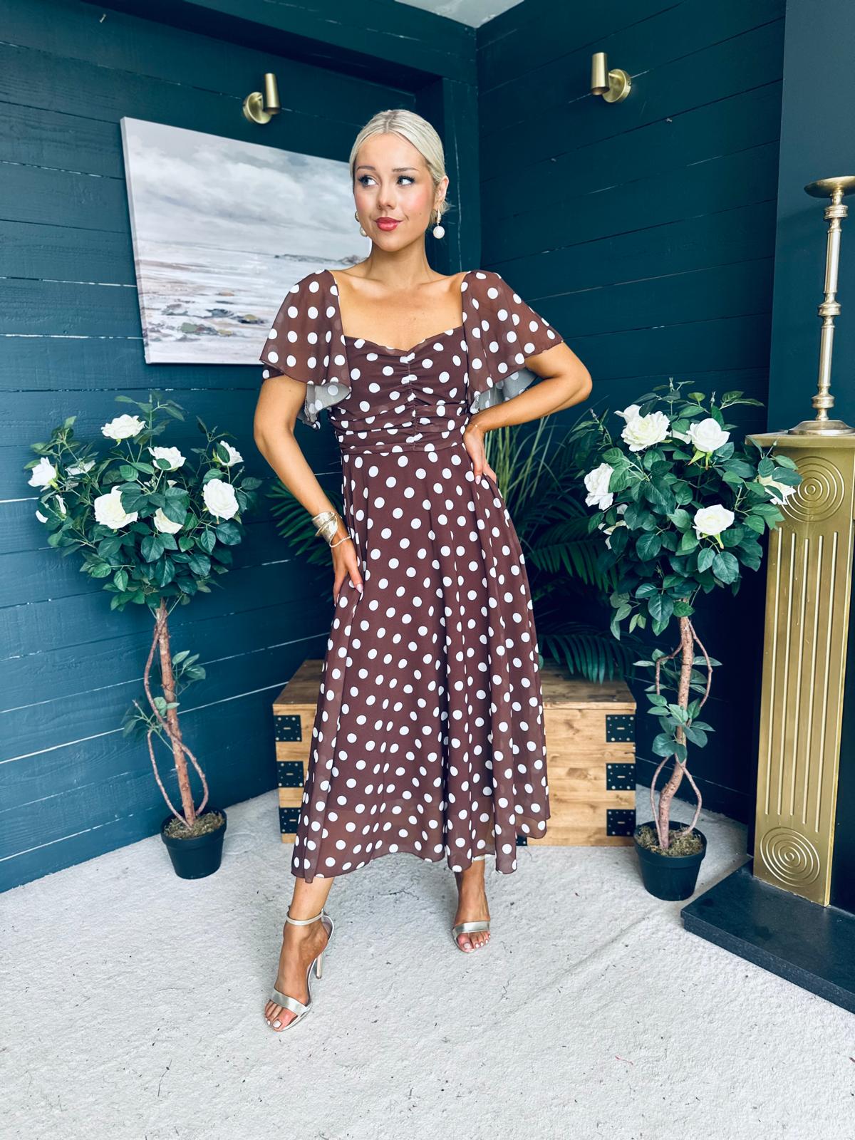 Aoibhe Detailed Midi Dress Coco Polka M