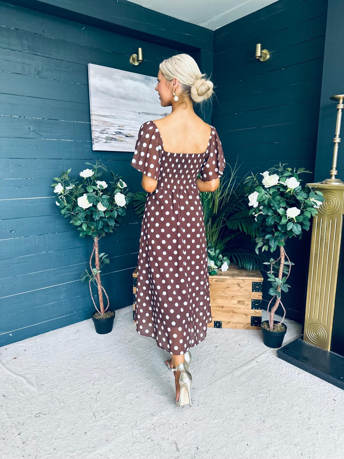 Aoibhe Detailed Midi Dress Coco Polka M