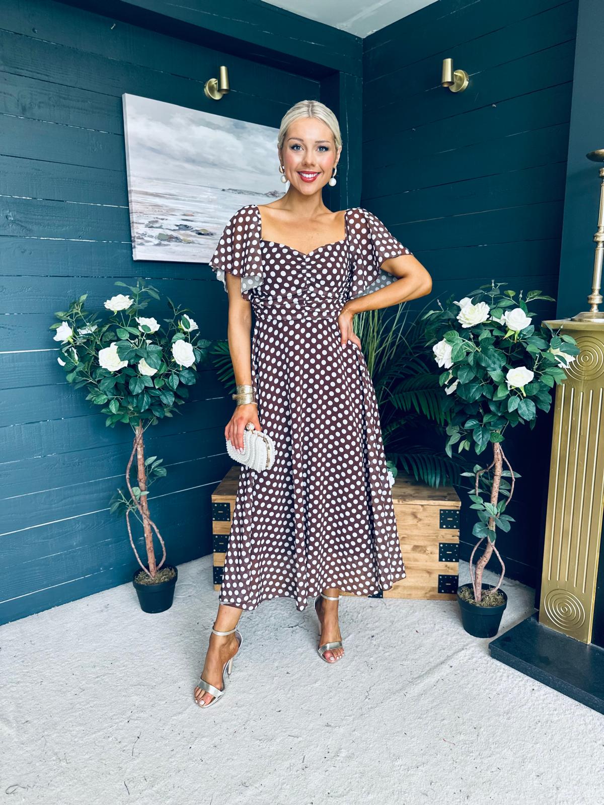 Aoibhe Detailed Midi Dress Coco Polka S