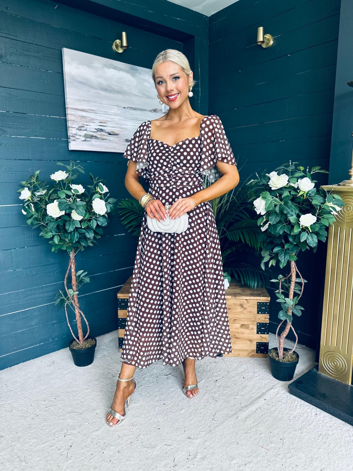 Aoibhe Detailed Midi Dress Coco Polka S